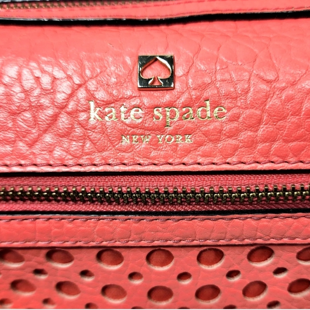 KATE SPADE Perri Lane Bubbles Leather Crossbody Bag $338 Coral Pink - Picture 5 of 16